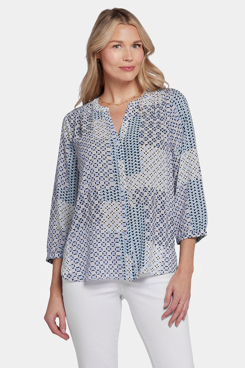 Shop our new Pintuck Blouse in color Giona Geo