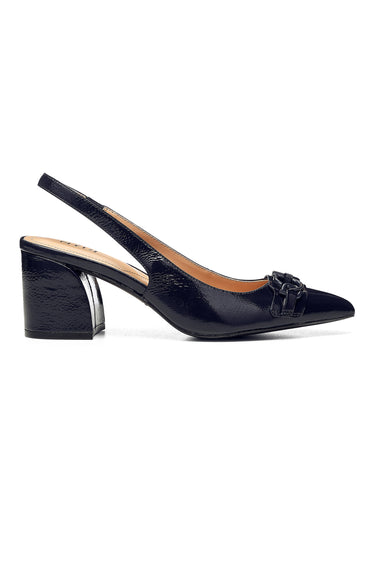 NYDJ Sanya Slingback Heels In Patent Leather - Navy