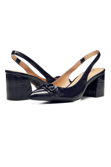 NYDJ Sanya Slingback Heels In Patent Leather - Navy