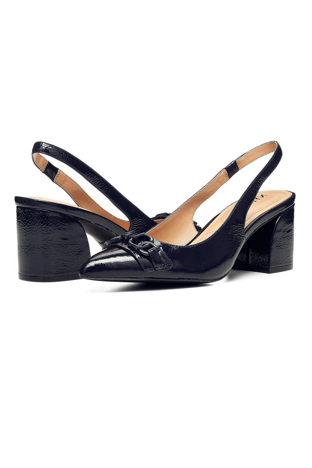 NYDJ Sanya Slingback Heels In Patent Leather - Navy