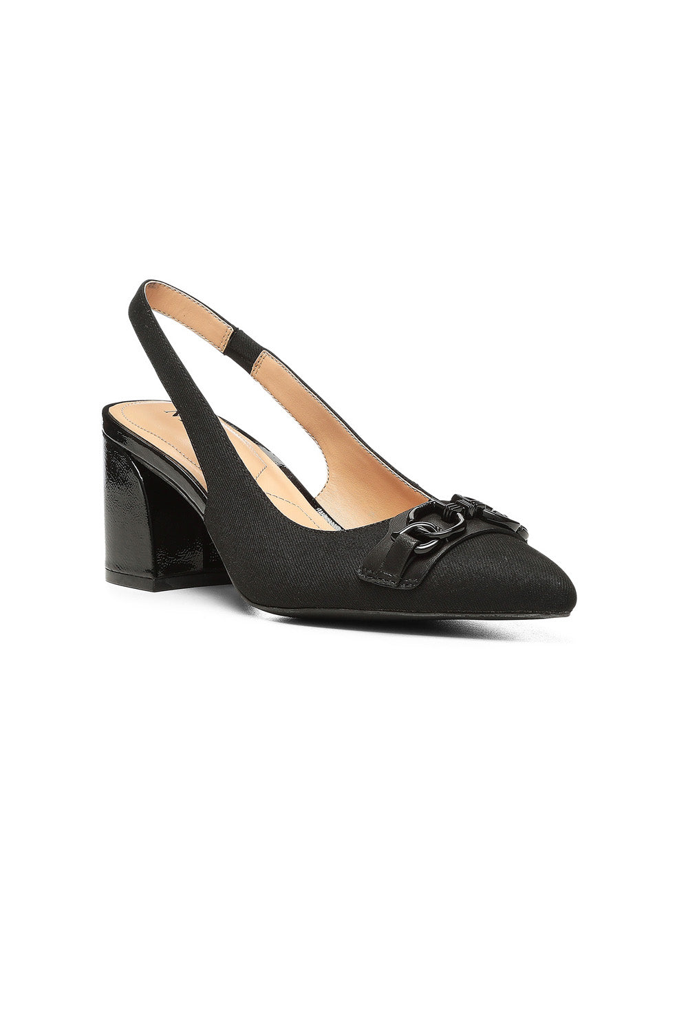 santan　Style ブラック Sanya Slingback Heels In BlackLast™ Denim - Black Black | NYDJ