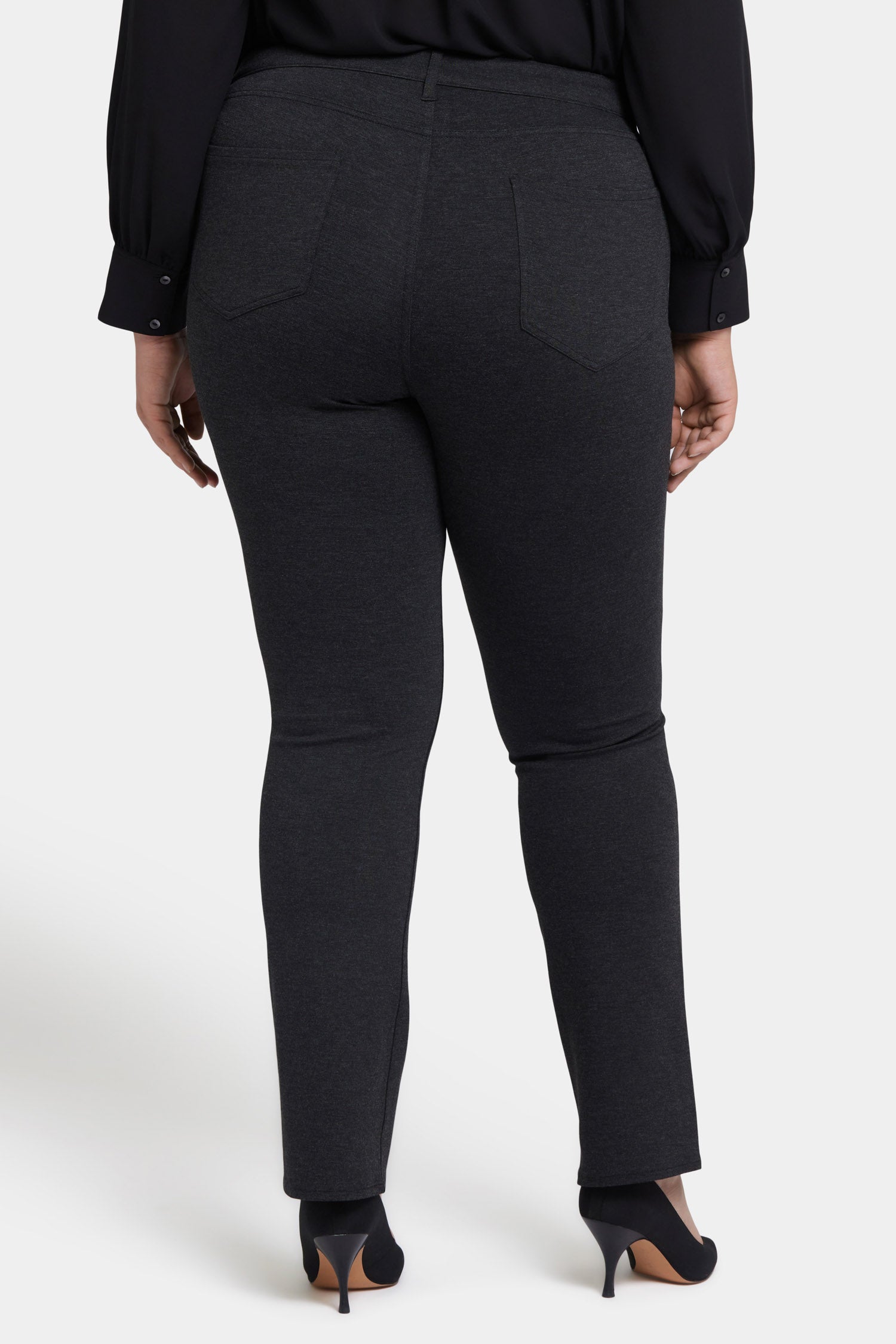 Marilyn Straight Pants In Plus Size In Ponte Knit - Charcoal