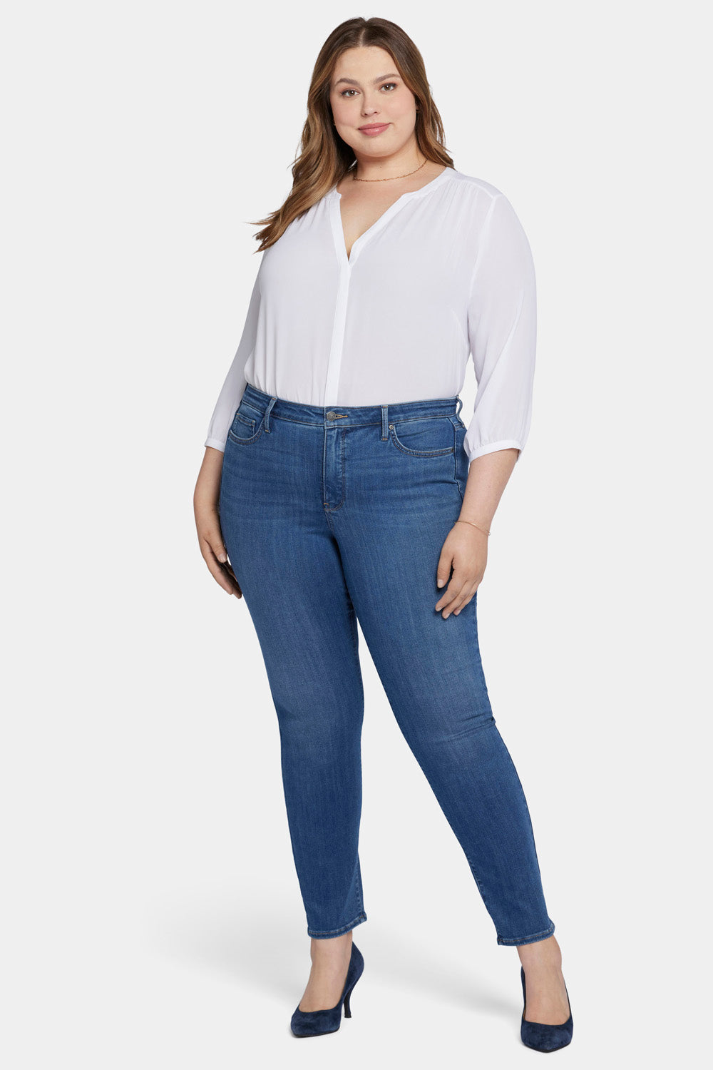Buy ONLY Medium Blue High Waisted Wide Leg 100% Cotton Jeans