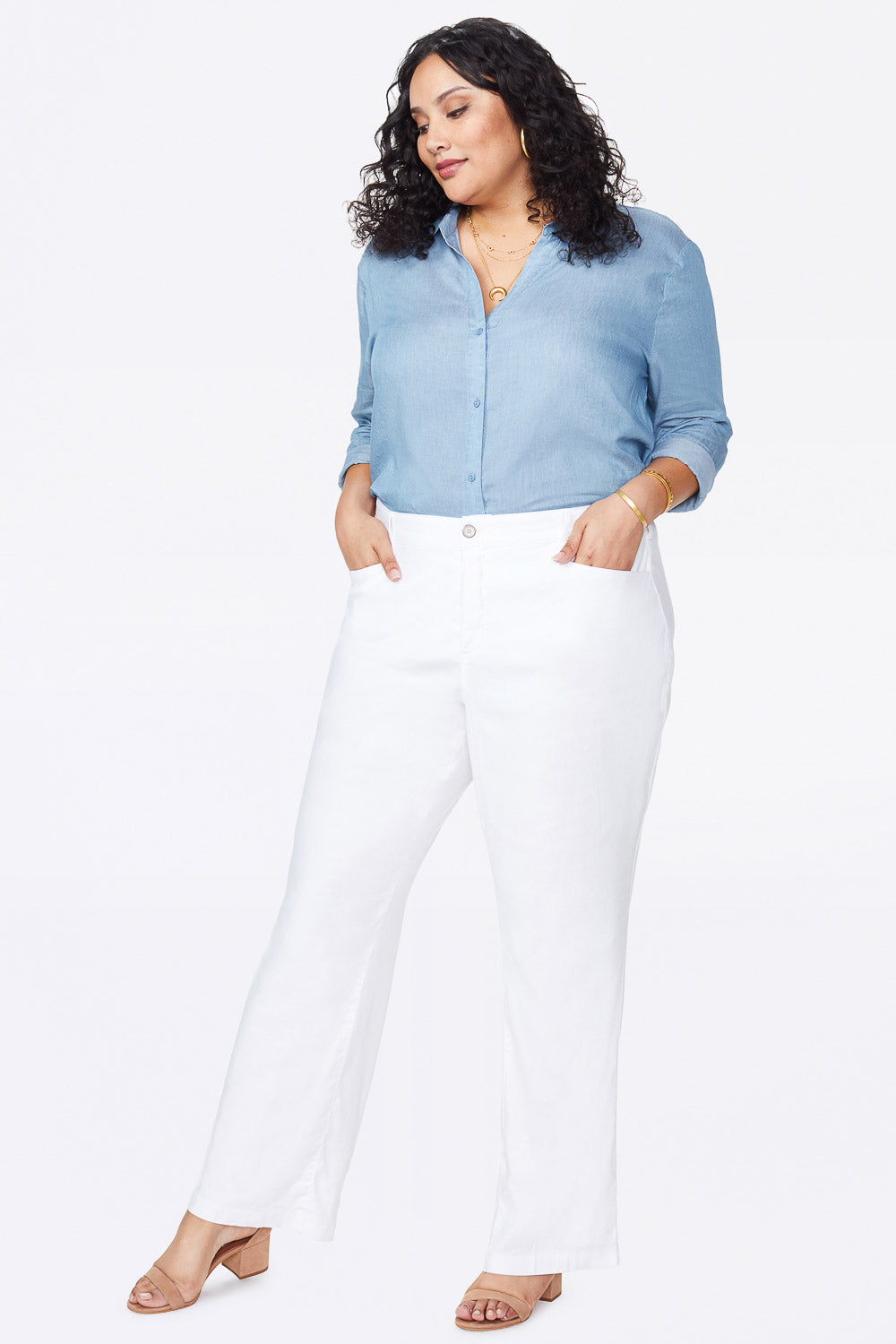 NYDJ Plus The Linen-Blend Trouser
