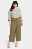 NYDJ Wide Leg Cargo Capri Pants In Plus Size In Stretch Linen - Avocado