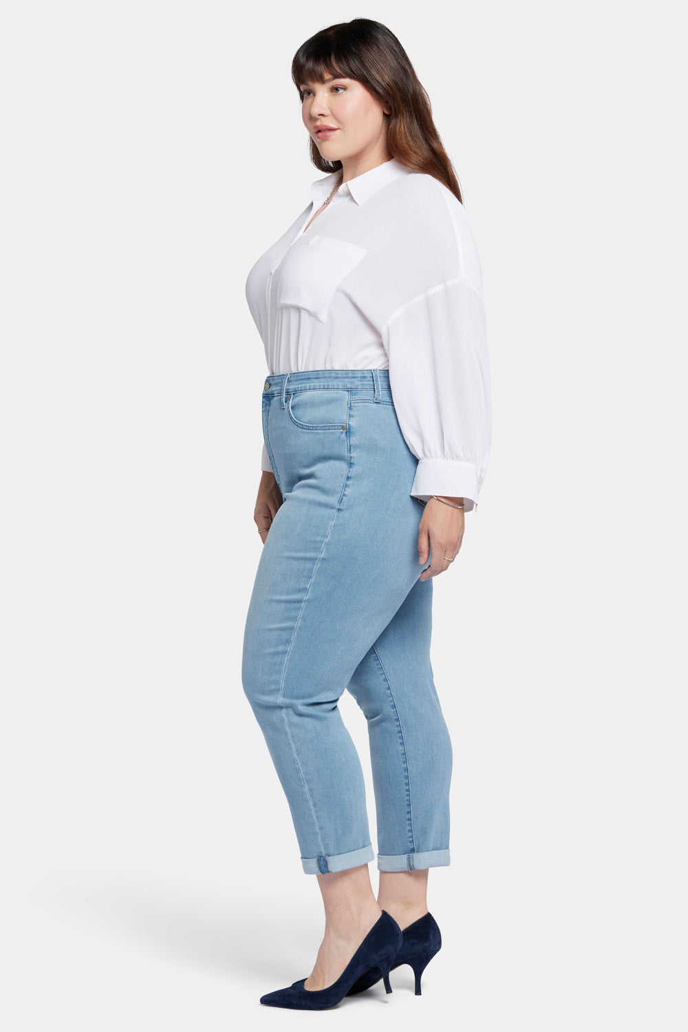 NYDJ Margot Girlfriend Jeans In Plus Size In Cool Embrace® Denim With Roll Cuffs - Kingston