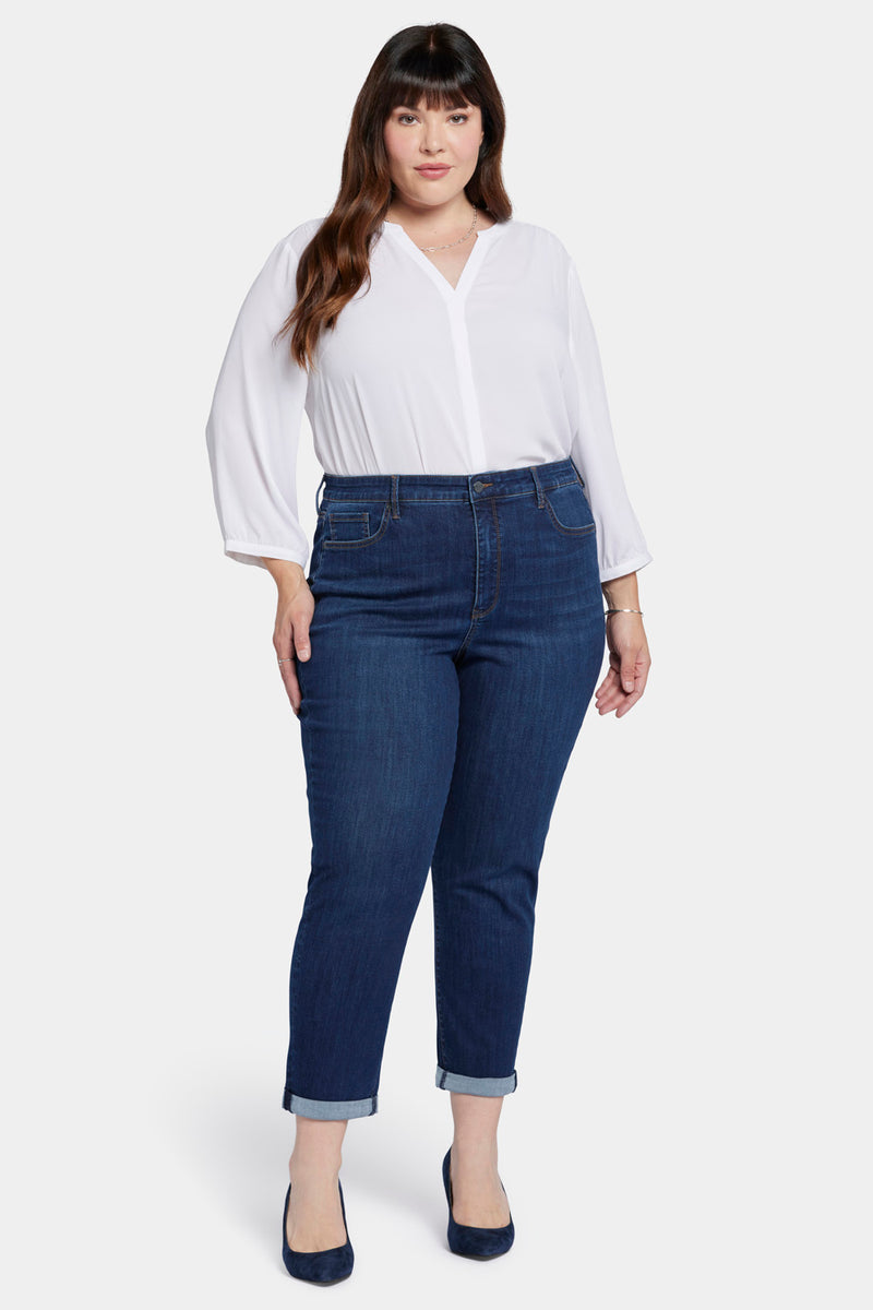 NYDJ Margot Girlfriend Jeans In Plus Size In Cool Embrace® Denim With Roll Cuffs - Palace