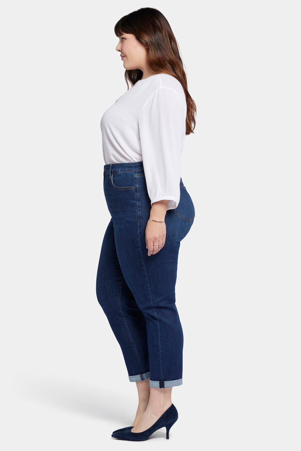 NYDJ Margot Girlfriend Jeans In Plus Size In Cool Embrace® Denim With Roll Cuffs - Palace
