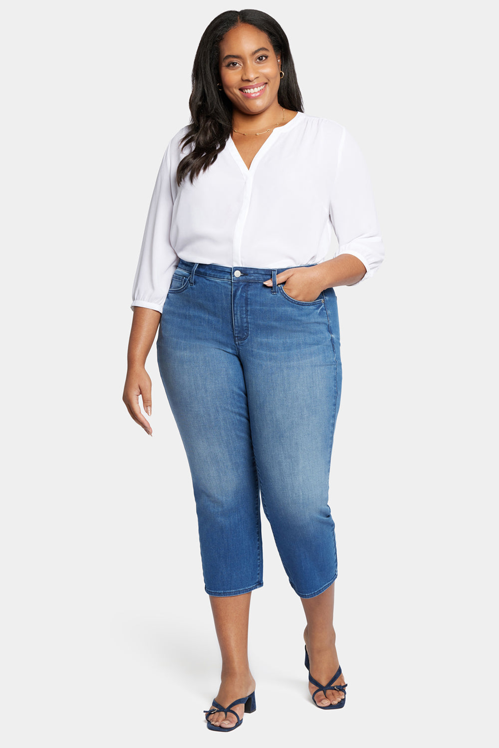 Relaxed Piper Crop Jeans In Plus Size In Cool Embrace® Denim - Melody Blue  | NYDJ