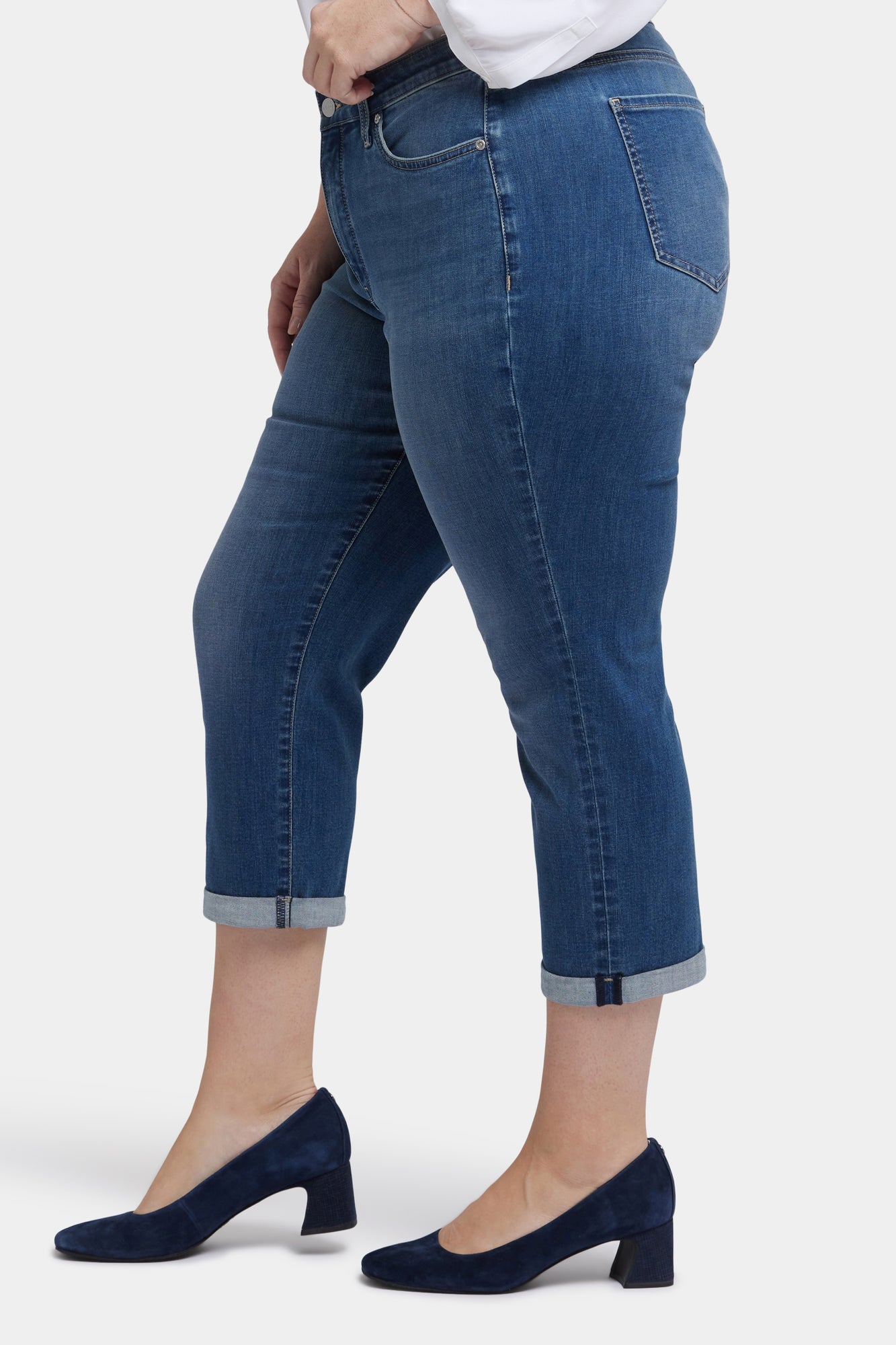 NYDJ Chloe Skinny Capri Jeans In Plus Size In Cool Embrace® Denim With Roll Cuffs - Costa Brava