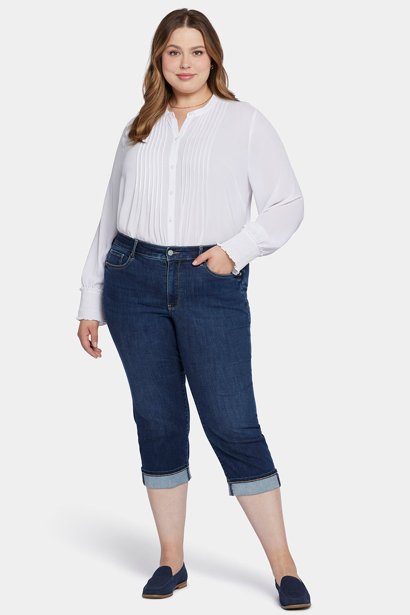 NYDJ Marilyn Straight Crop Jeans In Plus Size In Cool Embrace® Denim With Cuffs - Cambridge
