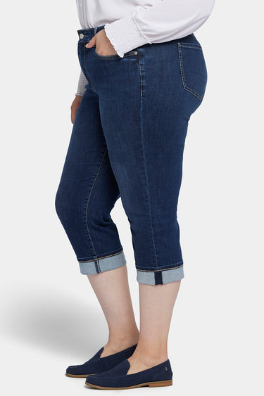NYDJ Marilyn Straight Crop Jeans In Plus Size In Cool Embrace® Denim With Cuffs - Cambridge