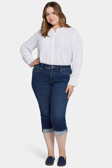 NYDJ Marilyn Straight Crop Jeans In Plus Size In Cool Embrace® Denim With Cuffs - Cambridge