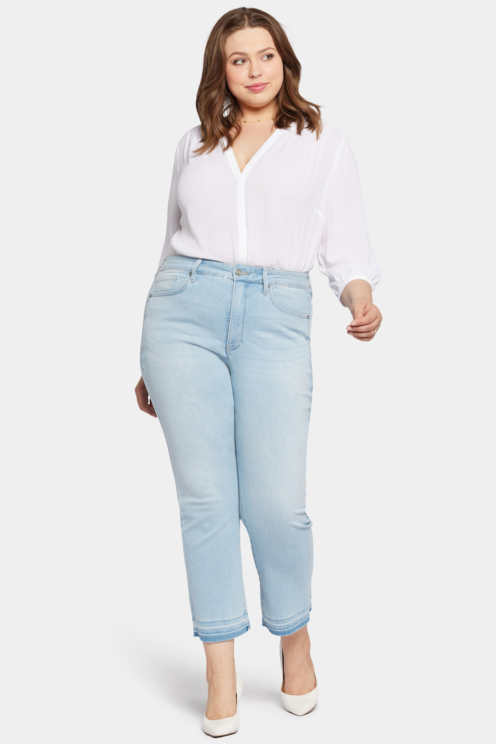 NYDJ Marilyn Straight Ankle Jeans In Plus Size In Cool Embrace® Denim With High Rise And Released Hems - Brightside