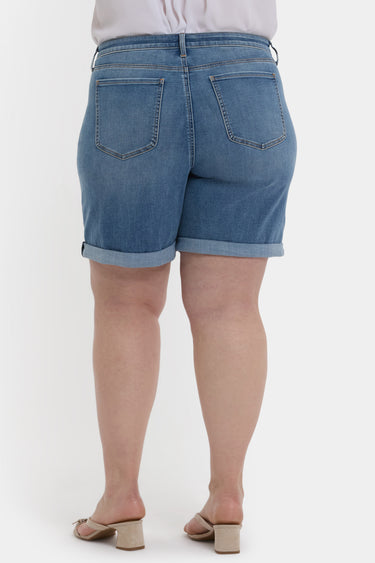 NYDJ Diana Relaxed Denim Shorts In Plus Size With Roll Cuffs - Barcelona Breeze