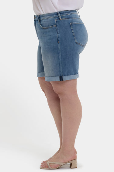 NYDJ Diana Relaxed Denim Shorts In Plus Size With Roll Cuffs - Barcelona Breeze