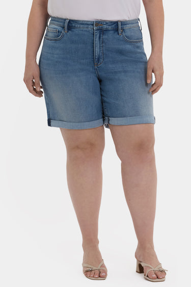 NYDJ Diana Relaxed Denim Shorts In Plus Size With Roll Cuffs - Barcelona Breeze