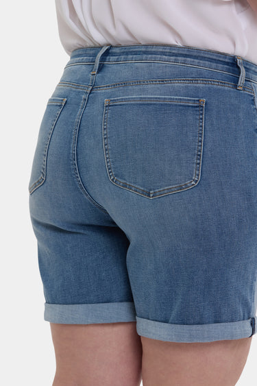 NYDJ Diana Relaxed Denim Shorts In Plus Size With Roll Cuffs - Barcelona Breeze