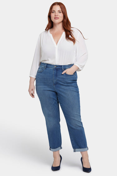 NYDJ Margot Girlfriend Jeans In Plus Size With Roll Cuffs - Cascade Wave