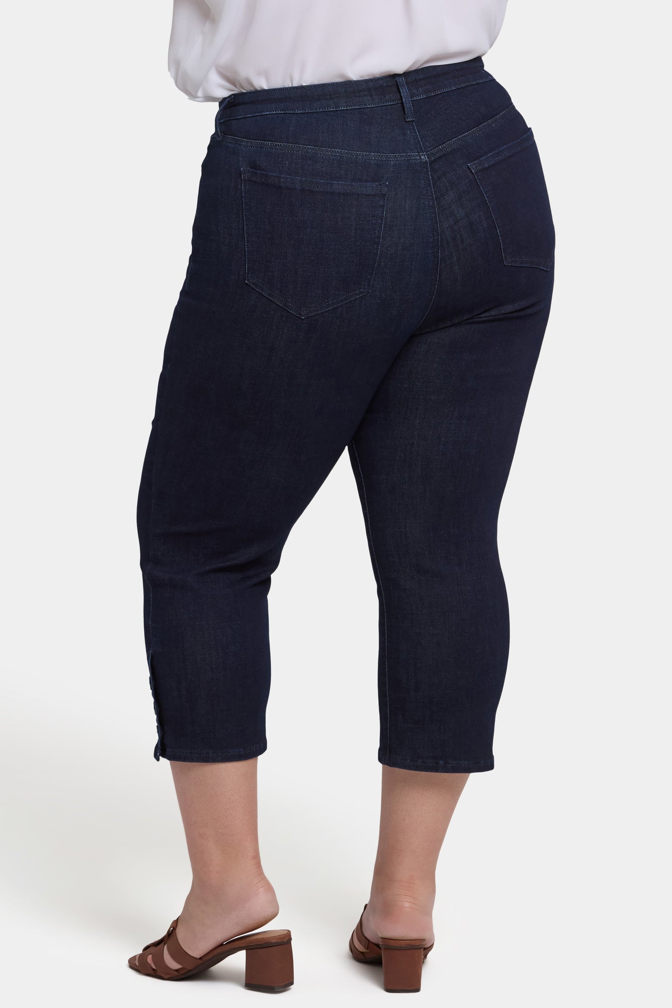 NYDJ Joni Relaxed Capri Jeans In Plus Size With High Rise And Side Button Plackets - Rinse