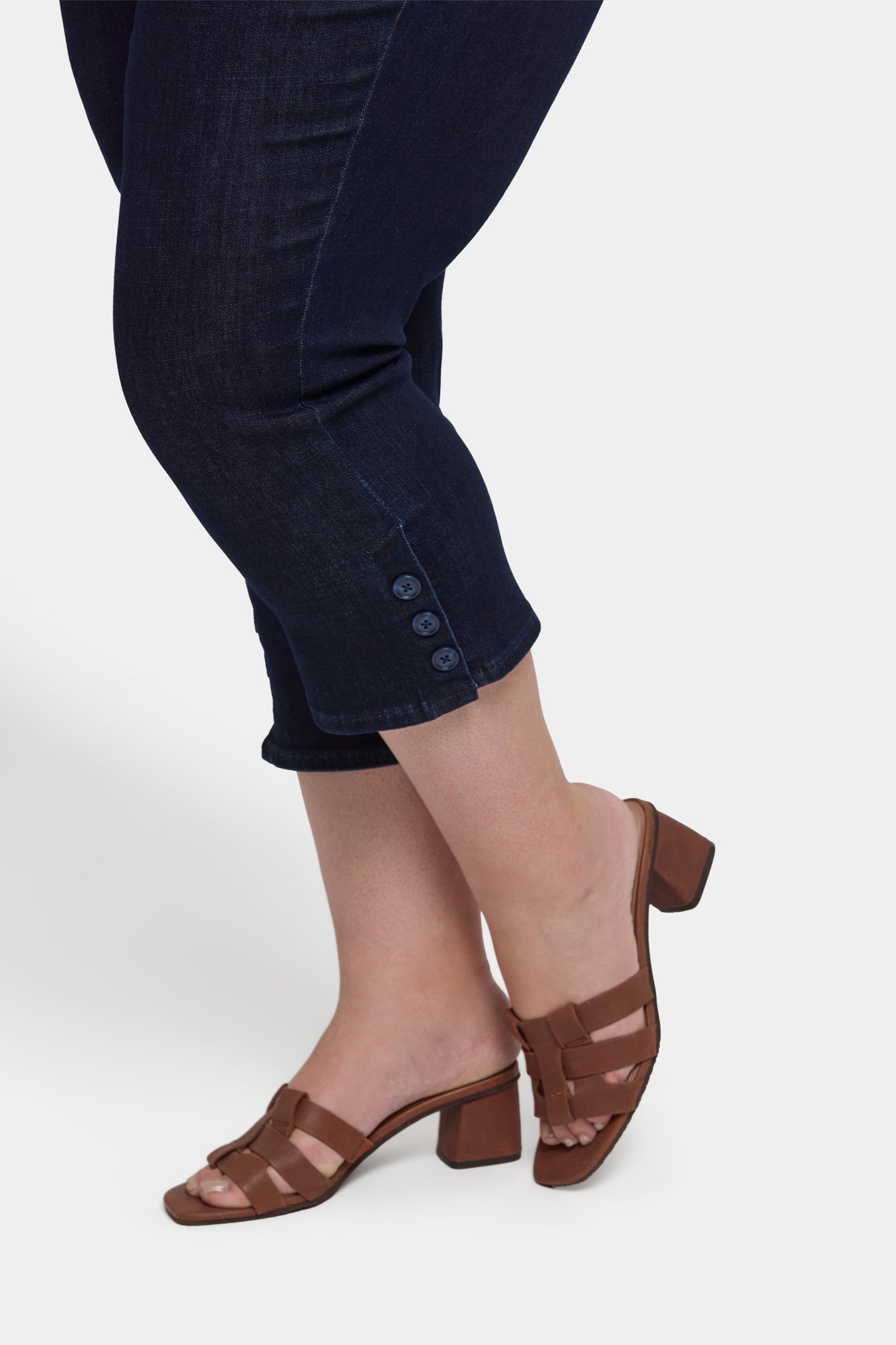 NYDJ Joni Relaxed Capri Jeans In Plus Size With High Rise And Side Button Plackets - Rinse