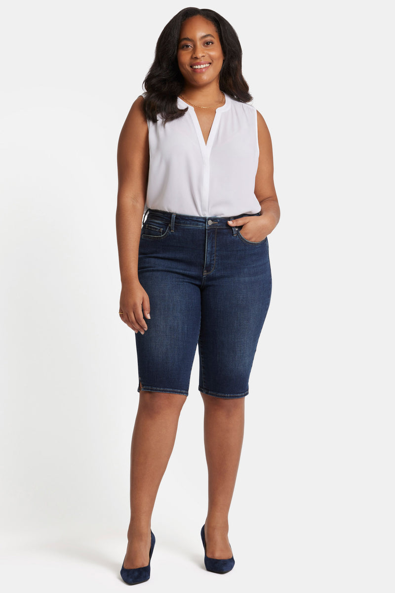 NYDJ Sophie Bike Capri Jeans In Plus Size With Riveted Side Slits - Lotus Gardens