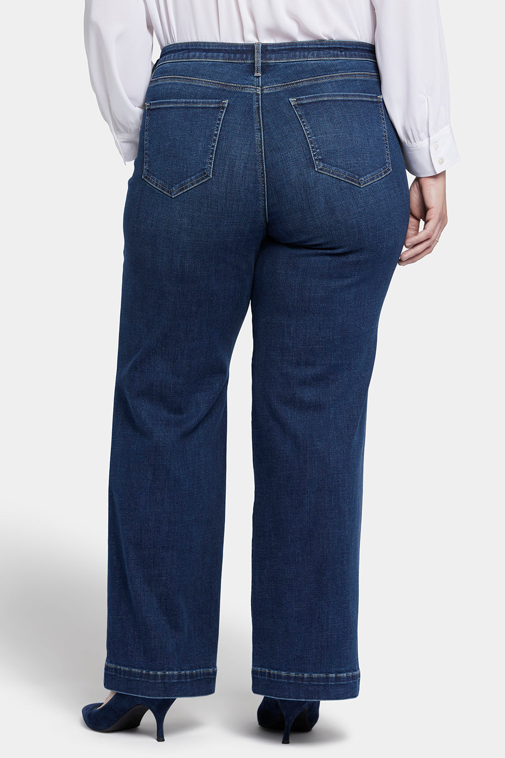 Teresa Wide Leg Jeans In Plus Size With 1 1/2 Hems - Cambridge Blue