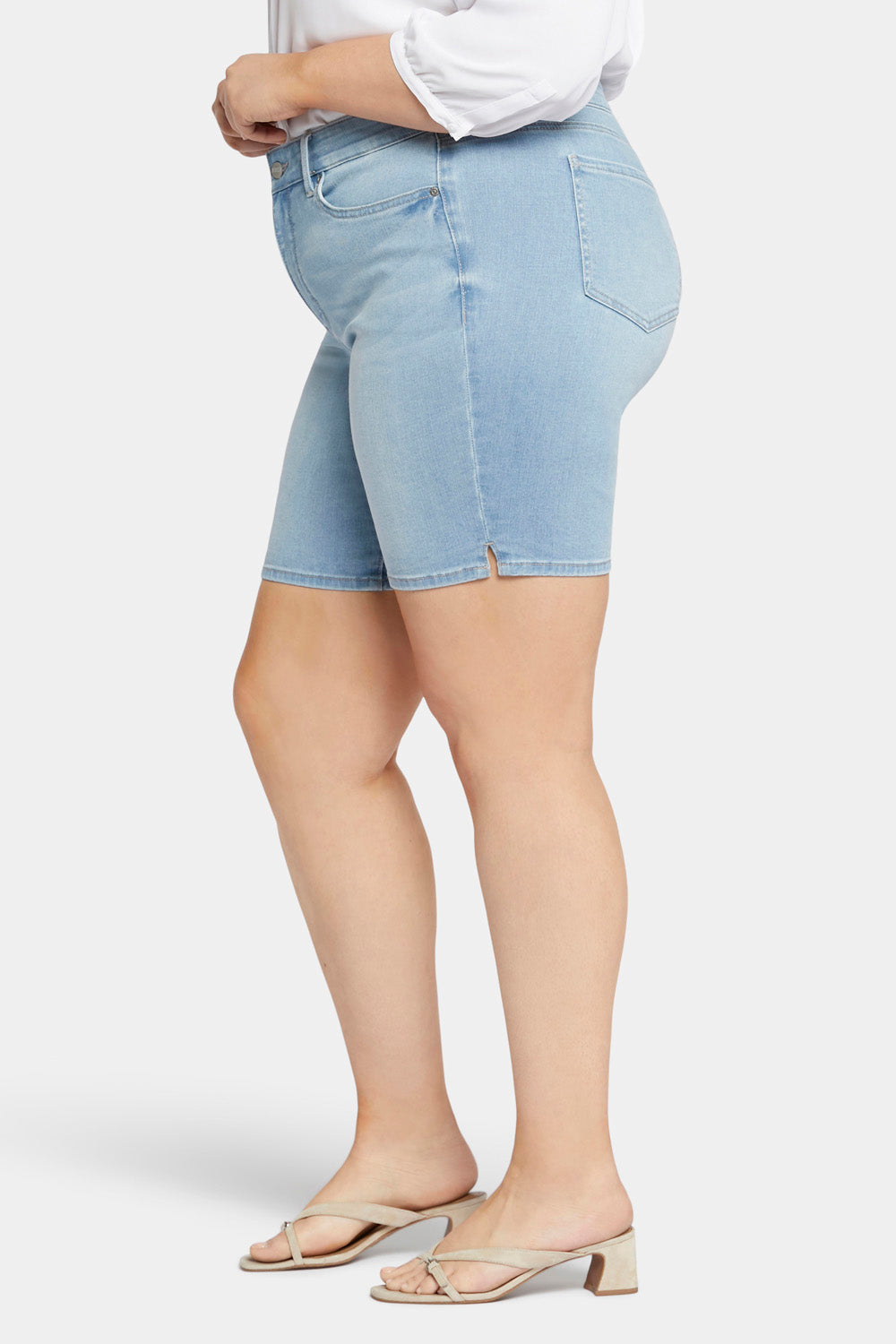 NYDJ Ella Denim Shorts In Plus Size With Side Slits - Poetry