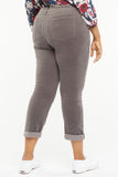 NYDJ Margot Girlfriend Pants In Plus Size In Fine Wale Corduroy With Roll Cuffs - Volcanic Glass