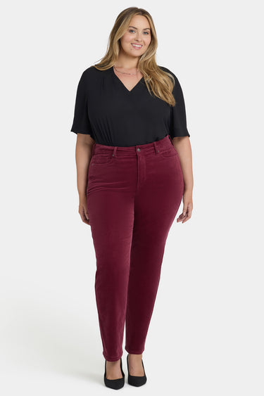 NYDJ Marilyn Straight Pants In Plus Size In Fine Wale Stretch Corduroy - Sienna Red