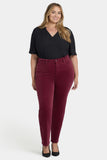 NYDJ Marilyn Straight Pants In Plus Size In Fine Wale Stretch Corduroy - Sienna Red