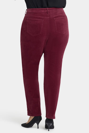 NYDJ Marilyn Straight Pants In Plus Size In Fine Wale Stretch Corduroy - Sienna Red