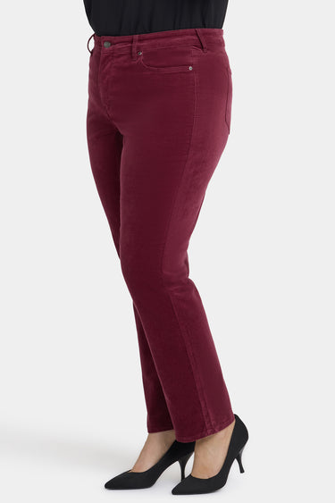 NYDJ Marilyn Straight Pants In Plus Size In Fine Wale Stretch Corduroy - Sienna Red