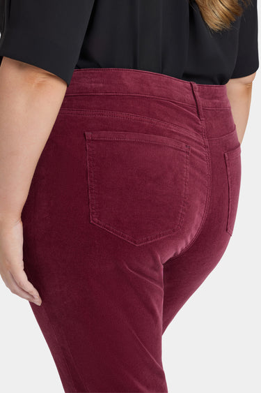 NYDJ Marilyn Straight Pants In Plus Size In Fine Wale Stretch Corduroy - Sienna Red