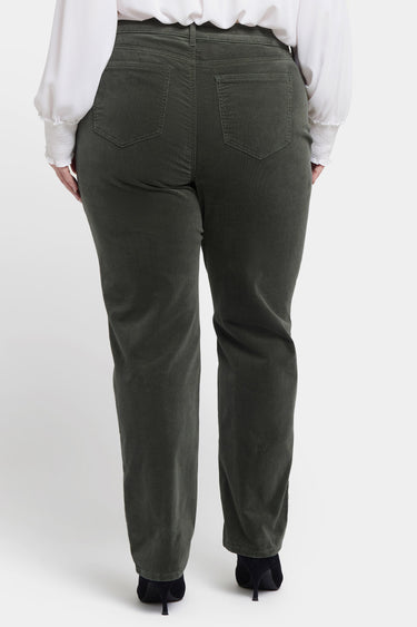 NYDJ Marilyn Straight Pants In Plus Size In Fine Wale Stretch Corduroy - Vine Leaf