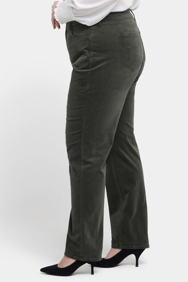 NYDJ Marilyn Straight Pants In Plus Size In Fine Wale Stretch Corduroy - Vine Leaf