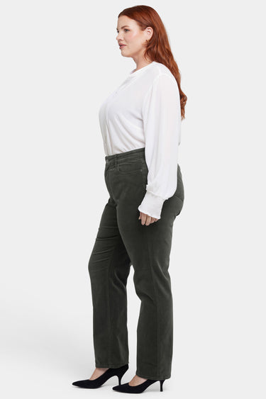 NYDJ Marilyn Straight Pants In Plus Size In Fine Wale Stretch Corduroy - Vine Leaf