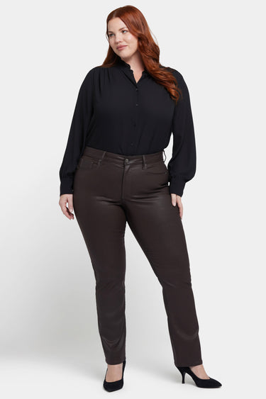 NYDJ Coated Marilyn Straight Jeans In Plus Size - Coffee Bean Coated