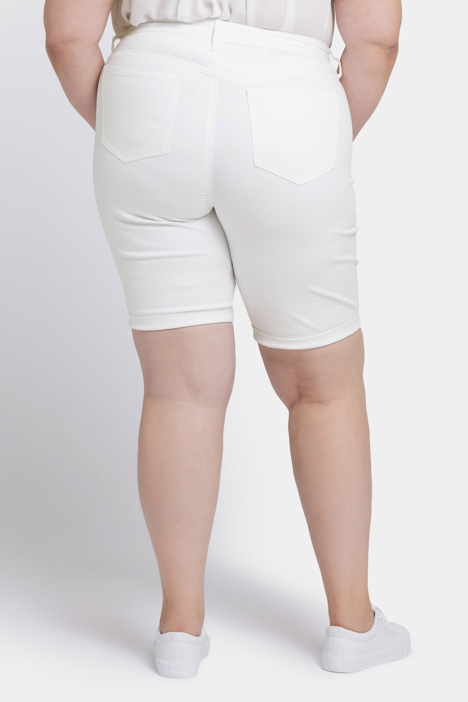 Briella 11 Inch Denim Shorts In Plus Size With Roll Cuffs - Optic