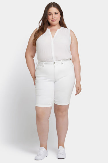 NYDJ Briella 11 Inch Denim Shorts In Plus Size With Roll Cuffs - Optic White