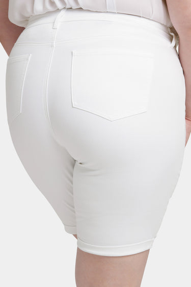 NYDJ Briella 11 Inch Denim Shorts In Plus Size With Roll Cuffs - Optic White