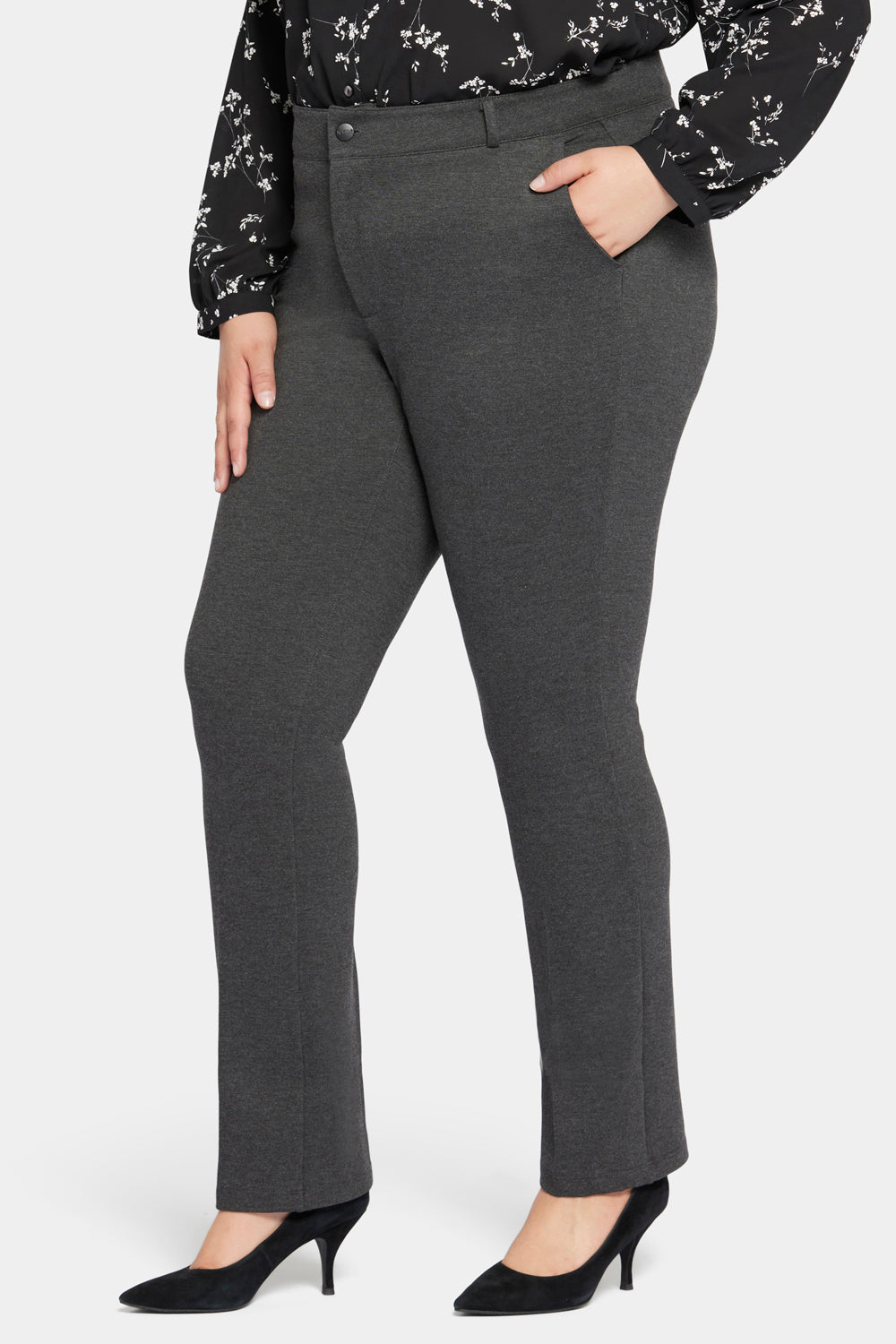 NYDJ Plus Size Classic Trouser Pants - Charcoal Heathered - 24W NYDJ Plus Size Classic Trouser Pants - Charcoal Heathered - 24W