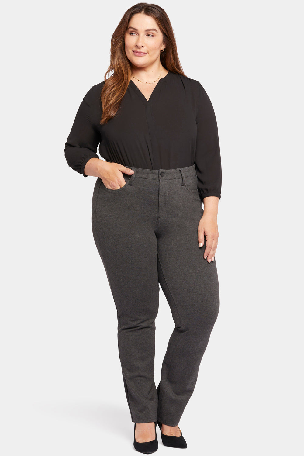 Marilyn Straight Pants In Plus Size Sculpt-Her™ Collection - Black Black