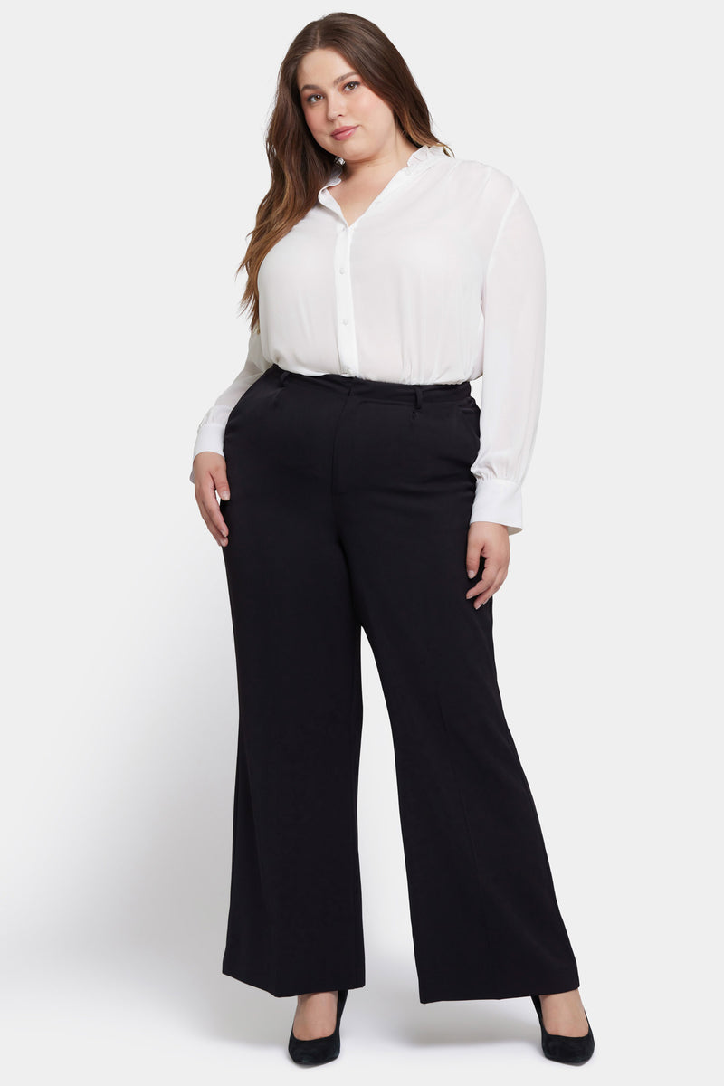 NYDJ Wide Leg Trouser Pants In Plus Size - Black