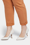 NYDJ Margot Girlfriend Jeans In Plus Size In Cool Embrace® Denim With Roll Cuffs - Rust Brown