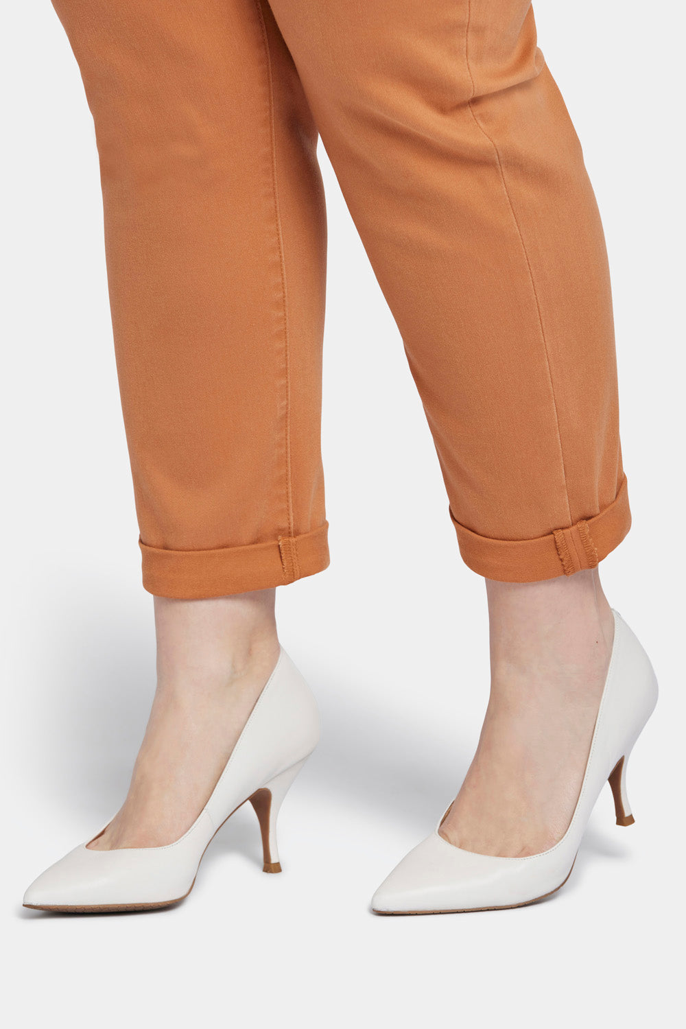 NYDJ Margot Girlfriend Jeans In Plus Size In Cool Embrace® Denim With Roll Cuffs - Rust Brown