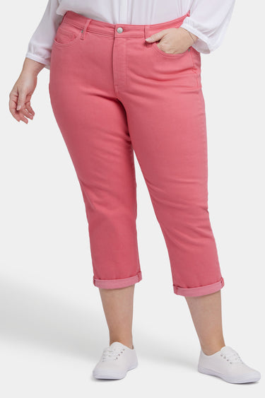 NYDJ Chloe Skinny Capri Jeans In Plus Size In Cool Embrace® Denim With Roll Cuffs - Spiced Coral