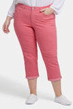 NYDJ Chloe Skinny Capri Jeans In Plus Size In Cool Embrace® Denim With Roll Cuffs - Spiced Coral