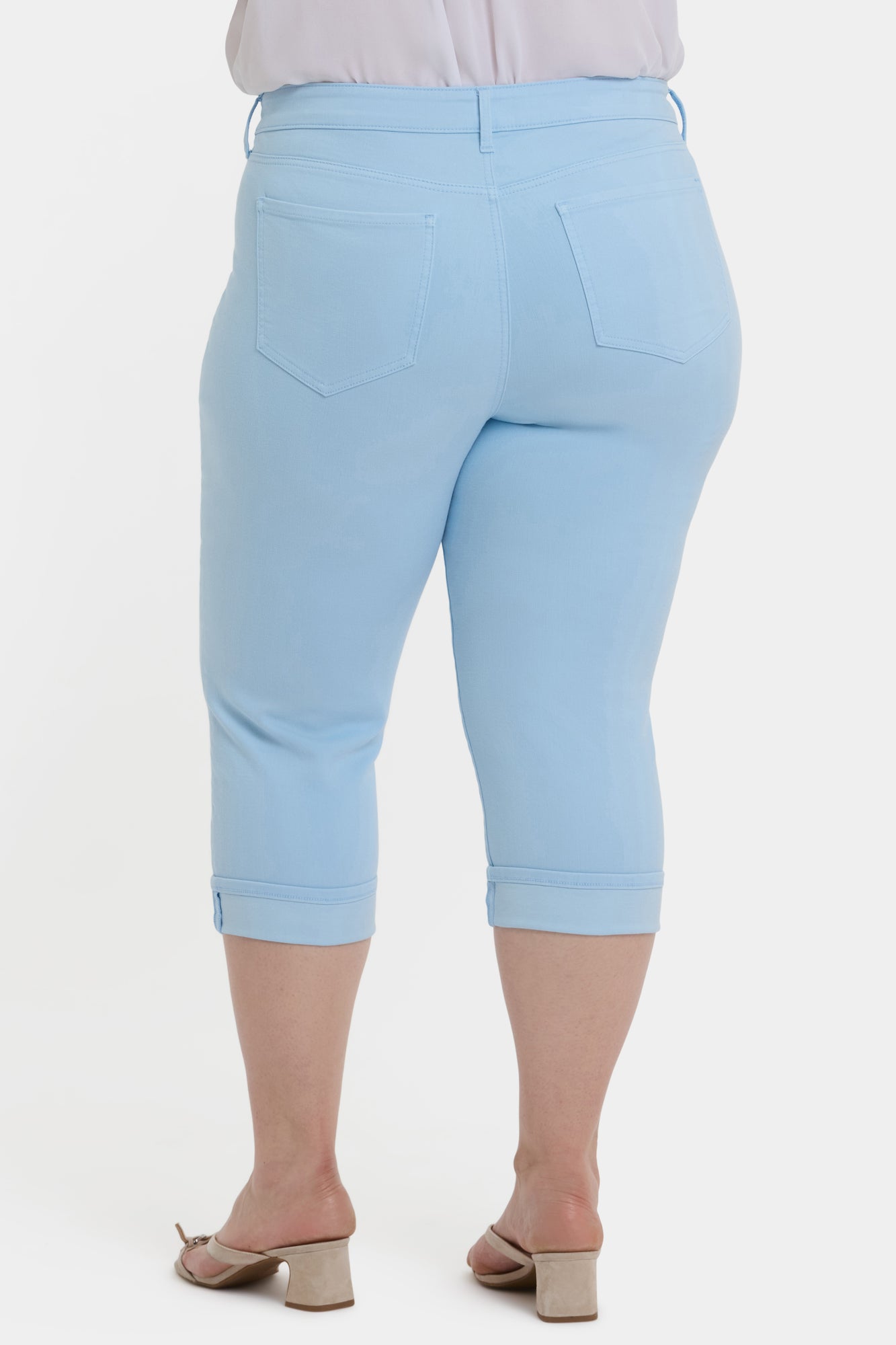 NYDJ Marilyn Straight Crop Jeans In Plus Size In Cool Embrace® Denim With Cuffs - Aquatic
