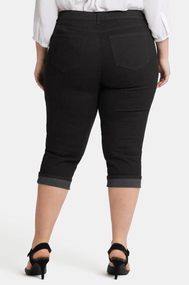 NYDJ Marilyn Straight Crop Jeans In Plus Size In Cool Embrace® Denim With Cuffs - Black